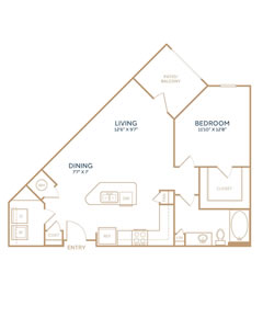 A2 - One Bedroom / One Bath - 772 Sq. Ft.*