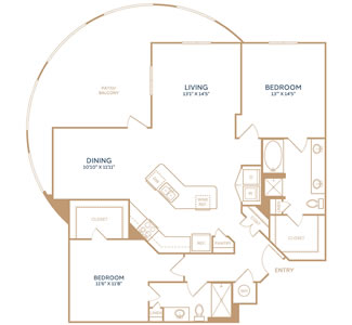 B3 - Two Bedroom / Two Bath - 1,419 Sq. Ft.*